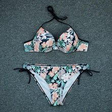 Load image into Gallery viewer, Push Up Bikini Floral Print Swimsuit Swimwear Women Bathing Suit Bikinis Set Brazilian Beach Female Wear Women's Bikini Swimsuits Floral Printed Bathing Suits for Women 2 Piece Bikini

