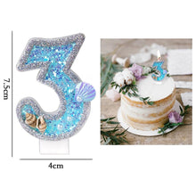 Load image into Gallery viewer, Blue Shell Glitter Number Birthday Candles Numeral Birthday Candles Cake Numeral Candles Number 0-9 Glitter Cake Topper Decoration for Birthday Wedding Anniversary Party Cake Toppers Birthday Wedding Digital Cakes Dessert Decor Birthday Decoration
