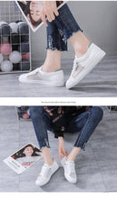 Load image into Gallery viewer, Women's White Casual Sneakers Spring  Summer Breathable Flats Solid Color Mesh Shoes Fashion White Flat Sneakers Women Workout Tennis Walking Gym Fashion Sneakers

