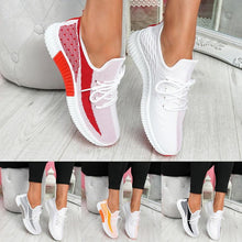 Load image into Gallery viewer, Elegant Sport Women's Vulcanized Female Lace Up Mesh Sneakers Round Toe Casual Walking Shoes Mesh Flat Anti-slip Women Breathable Mesh Fashion Sneakers
