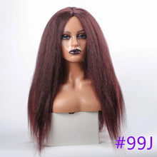 Load image into Gallery viewer, Long Kinky Straight Synthetic Wigs for Black Women Black Brown Blonde Ginger Red White Hair Afro Wigs Synthetic Hair  Wigs For Black Women Cosplay Wigs For Women
