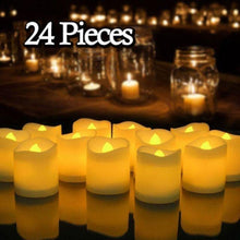 Load image into Gallery viewer, 12/24Pcs Creative LED Candle Flameless LED Tea Lights with Remote Battery Operated Flickering Tea lights Candles with Timer Tea Lights Realistic Fake Candles Battery Powered Flameless Tea Light Lamp For Home Wedding Party Decoration Supplies
