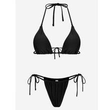 Load image into Gallery viewer, Bikini Swimsuit Solid Color Bikini Set  Swimwear Bathing Suit Women Bikinis String Beach Women Two Piece Bikini Swimsuit Bathing Suits Halter Triangle Tops String Bikini Sets
