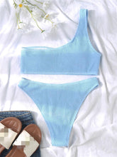 Load image into Gallery viewer, Women One-Shoulder Bikini Swimsuit Women Push Up Swimwear Women's Bathing Suit Comfortable Bikini Ribbed Two Piece Swimsuit Bikini Set Summer Bathing Suit Beach Wear Swimming Suit

