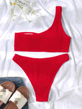 Load image into Gallery viewer, Women One-Shoulder Bikini Swimsuit Women Push Up Swimwear Women's Bathing Suit Comfortable Bikini Ribbed Two Piece Swimsuit Bikini Set Summer Bathing Suit Beach Wear Swimming Suit
