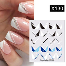 Load image into Gallery viewer, Black Lines Flower Leaves Water Decals Stickers Floral Face Marble Pattern Slider For Nails Summer Nail Art Decoration Summer Stickers on Nails Simple Summer Slider for Manicure Nail Art Watermark Manicure Decor
