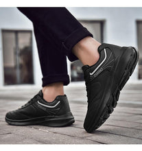Load image into Gallery viewer, Autumn Mens Fashion White Sneakers Light Sport Shoes Black Leather Running Spring Winter Warm Soft Shoes Athletic Road Running Casual Lace Up Comfort Sports Fashion Sneakers
