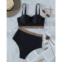 Load image into Gallery viewer, Luxury Women Black Bikini High Waist Swimwear Female 2 Pieces Set Swimsuit Bathing Suit Women Beach Women's High Waisted Bandage Bikini Set Two Piece Push Up Swimsuits
