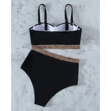 Load image into Gallery viewer, Luxury Women Black Bikini High Waist Swimwear Female 2 Pieces Set Swimsuit Bathing Suit Women Beach Women's High Waisted Bandage Bikini Set Two Piece Push Up Swimsuits
