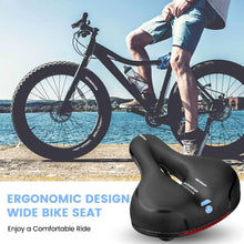 Load image into Gallery viewer, Unisex Soft Rubber Bike Saddle Dual Shock Absorbing Mountain Bicycle Cushion Pad Breathable Comfortable Bike Seat Cushion Bicycle Seat For Men Women With Dual Shock Absorbing Ball Memory Foam Waterproof Wide Bicycle Saddle Fit
