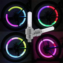 Load image into Gallery viewer, LED Neon Bike Wheel Tire Light Valve Dust Cap Spoke Light For Bicycle Cycling Warning Light Bicycle Flash Cap Light Bike Tire Wheel Valve Cap For Front And Rear Wheel Bicycle Motorcycle Tire Colorful Design
