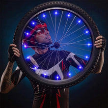 Load image into Gallery viewer, 20 LED Bike Cycling Rim Lights Wheel Spoke Light String Strip Lamps Waterproof Bicycle Light Decoration Accessories Waterproof LED Bike Spoke Lights For Adult Bike Beautiful Night Bike Decoration
