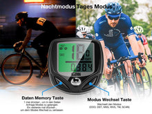 Load image into Gallery viewer, Bike Computer Wireless Waterproof Bicycle Computer 16 Functions Speed Cycle Speedometer Waterproof Wireless Bicycle Bike Computer And Cycling Odometer With Multi-Function LCD Backlight Display
