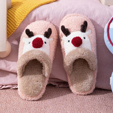 Load image into Gallery viewer, Cotton Slippers Winter Cute Couple Soft Bottom Indoor Non-slip Home Furry Shoes Christmas Deer Slippers Plush Fluffy Memory Foam Slip On House Slippers Cozy Warm Winter House Shoes Soft Comfy Anti-Skid Slippers
