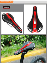 Load image into Gallery viewer, New Bicycle Saddle Ergonomic Road Bike Perforated Seat Foam Cushioned PU Leather Texture Steel Rail Cycle Accessories Mountain Bike Seat Comfortable Memory Foam Bicycle Seats For Mens
