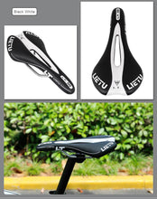 Load image into Gallery viewer, New Bicycle Saddle Ergonomic Road Bike Perforated Seat Foam Cushioned PU Leather Texture Steel Rail Cycle Accessories Mountain Bike Seat Comfortable Memory Foam Bicycle Seats For Mens
