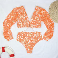 Load image into Gallery viewer, Surfing Swimsuit For Women Bikini Long Sleeve Swimwear Tiger Print Push Up Summer Bath Suit Two Piece Surfing Rash Guard Bikini Long Sleeve Swimsuit Set
