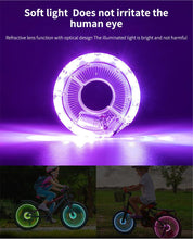 Load image into Gallery viewer, Smart LED Bicycle Wheel Light Bike Front Tail Hub Spoke Lamp Rechargeable Kids Balance Bike Light Colorful Bicycle Hub Light With Optical Design Vibration Sensor USB Rechargeable Waterproof Good Bike Gift For Teenagers
