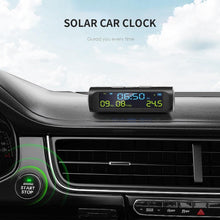 Load image into Gallery viewer, Solar Car Digital Clock with LCD Time Date In-Car Temperature Display for Outdoor Personal Car Part Decoration Universal Wireless Car Head Up Display Digital GPS Speedometer MPH Solar Battery USB Charged with Time Clock
