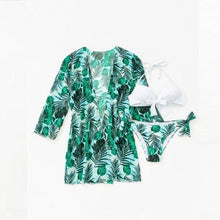 Load image into Gallery viewer, Summer Floral Print Bikini Swimsuit Women 3 Piece High-Waist Bikini Set Swimwear Female Push-Up Bathing Suit Tropical High Waist Wrap Swimsuit With Beach Cover Ups Soft And Breathable Summer Bikini

