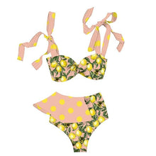 Load image into Gallery viewer, Two-Pieces Women  Push-Up Padded Bra Ruffles Bandage Bikini Set Swimsuit  Women's Bathing Suits Ruffles Flounce Bikini Sets Low Rise Two Piece Swimsuit Swimwear Bathing Suit Beachwear
