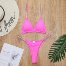 Load image into Gallery viewer, Swimwear Women Micro Bikini  Solid  Black G-String Swimsuits Bathers Bathing Suit 2 Piece Set  Bikinis For Women  Bathing Suit Women's Two-Piece Swimwear
