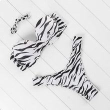 Load image into Gallery viewer, Bikini Set High Cut Solid  Swimsuit Women Swimwear Push Up Bathing Suit Beachwear Leopard Bikini Women's Ribbed Underwire Bikini High Cut Bikini V Swimwear Butterfly Print High Leg Bikini Swimsuit

