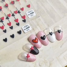 Load image into Gallery viewer, Bubble Cute Black Red Hearts Nail Stickers Nail Art Decorations Nail Decals Design Self-Adhesive 3D Wave Design Decoration for Women Girls Adhesive Striping Tape Nail Art Stickers
