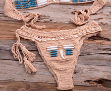 Load image into Gallery viewer, Vintage Blue Bikinis 2 Piece Halter Bikini Set Women High Waist Sequin Swimsuit  Set Handmade Crochet High Quality Swimsuit Women Push Up Swimwear Knitted Beach Wear Bathing Suit
