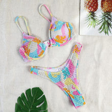 Load image into Gallery viewer, Bikinis Micro Adjustable Swimwear Women Summer Bikini Set Modern Colorful Print Beach Wear Women's Comfortable Swimsuit Knotted String Triangle Bikini Tie Side High Cut Bikini Set
