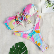 Load image into Gallery viewer, Bikinis Micro Adjustable Swimwear Women Summer Bikini Set Modern Colorful Print Beach Wear Women's Comfortable Swimsuit Knotted String Triangle Bikini Tie Side High Cut Bikini Set
