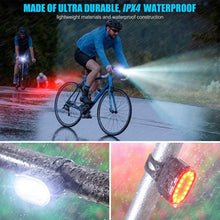 Load image into Gallery viewer, 2PCS LED Bike Light Bicycle Front Rear lights USB Charge Headlight Cycling Taillight Bicycle Super Bright Front And Back Bicycle Lights USB Rechargeable Durable Waterproof Mountain Helmet Road Night Riding For Bike
