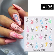 Load image into Gallery viewer, Black Lines Flower Leaves Water Decals Stickers Floral Face Marble Pattern Slider For Nails Summer Nail Art Decoration Summer Stickers on Nails Simple Summer Slider for Manicure Nail Art Watermark Manicure Decor
