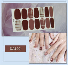 Load image into Gallery viewer, Nail Wraps Polish Decals Strips Golden Glitter 3D Adhesive Full Nail Art Stickers Manicure Kits Women Nail Decorations Accessories Metal Curve Stripe Lines Design Letter Nail Sticker Adhesive Decoration Template Nail Tool Decorations
