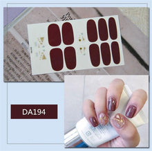 Load image into Gallery viewer, Nail Wraps Polish Decals Strips Golden Glitter 3D Adhesive Full Nail Art Stickers Manicure Kits Women Nail Decorations Accessories Metal Curve Stripe Lines Design Letter Nail Sticker Adhesive Decoration Template Nail Tool Decorations
