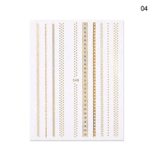 Load image into Gallery viewer, Black White 3D Nail Stickers Metal Gold Silver Geometric Tassel Strip Line Adhesive Transfer Decals Nail Art Design  Gold Silver Metal Nail Sticker  Metallic Curve Strip Line Nail Decal Self-Adhesive 3D Wave Design Nail Tips Decorations Manicure for Women

