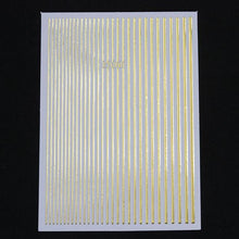 Load image into Gallery viewer, Black White 3D Nail Stickers Metal Gold Silver Geometric Tassel Strip Line Adhesive Transfer Decals Nail Art Design  Gold Silver Metal Nail Sticker  Metallic Curve Strip Line Nail Decal Self-Adhesive 3D Wave Design Nail Tips Decorations Manicure for Women
