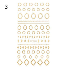 Load image into Gallery viewer, Black White 3D Nail Stickers Metal Gold Silver Geometric Tassel Strip Line Adhesive Transfer Decals Nail Art Design  Gold Silver Metal Nail Sticker  Metallic Curve Strip Line Nail Decal Self-Adhesive 3D Wave Design Nail Tips Decorations Manicure for Women
