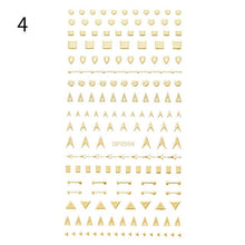 Load image into Gallery viewer, Black White 3D Nail Stickers Metal Gold Silver Geometric Tassel Strip Line Adhesive Transfer Decals Nail Art Design  Gold Silver Metal Nail Sticker  Metallic Curve Strip Line Nail Decal Self-Adhesive 3D Wave Design Nail Tips Decorations Manicure for Women
