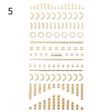 Load image into Gallery viewer, Black White 3D Nail Stickers Metal Gold Silver Geometric Tassel Strip Line Adhesive Transfer Decals Nail Art Design  Gold Silver Metal Nail Sticker  Metallic Curve Strip Line Nail Decal Self-Adhesive 3D Wave Design Nail Tips Decorations Manicure for Women

