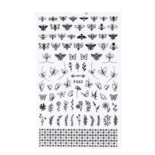 Load image into Gallery viewer, Black White 3D Nail Stickers Metal Gold Silver Geometric Tassel Strip Line Adhesive Transfer Decals Nail Art Design  Gold Silver Metal Nail Sticker  Metallic Curve Strip Line Nail Decal Self-Adhesive 3D Wave Design Nail Tips Decorations Manicure for Women
