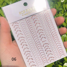 Load image into Gallery viewer, Black White 3D Nail Stickers Metal Gold Silver Geometric Tassel Strip Line Adhesive Transfer Decals Nail Art Design  Gold Silver Metal Nail Sticker  Metallic Curve Strip Line Nail Decal Self-Adhesive 3D Wave Design Nail Tips Decorations Manicure for Women
