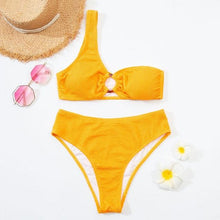 Load image into Gallery viewer, Women One-Shoulder Bikini Swimsuit Women Push Up Swimwear Women's Bathing Suit Comfortable Bikini Ribbed Two Piece Swimsuit Bikini Set Summer Bathing Suit Beach Wear Swimming Suit
