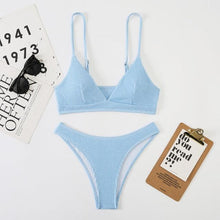 Load image into Gallery viewer, Women One-Shoulder Bikini Swimsuit Women Push Up Swimwear Women's Bathing Suit Comfortable Bikini Ribbed Two Piece Swimsuit Bikini Set Summer Bathing Suit Beach Wear Swimming Suit
