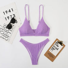 Load image into Gallery viewer, Women One-Shoulder Bikini Swimsuit Women Push Up Swimwear Women's Bathing Suit Comfortable Bikini Ribbed Two Piece Swimsuit Bikini Set Summer Bathing Suit Beach Wear Swimming Suit
