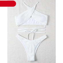 Load image into Gallery viewer, Women One-Shoulder Bikini Swimsuit Women Push Up Swimwear Women's Bathing Suit Comfortable Bikini Ribbed Two Piece Swimsuit Bikini Set Summer Bathing Suit Beach Wear Swimming Suit
