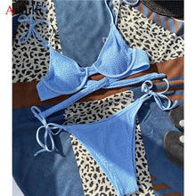 Load image into Gallery viewer, Women One-Shoulder Bikini Swimsuit Women Push Up Swimwear Women's Bathing Suit Comfortable Bikini Ribbed Two Piece Swimsuit Bikini Set Summer Bathing Suit Beach Wear Swimming Suit
