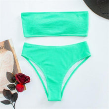 Load image into Gallery viewer, Luxury Women Black Halter Bikinis Women's Halter Bandage Bikini Bottom Push Up Swimsuits Swimsuit Women High Waist String Floral Printed 2 Piece Bathing Suits Solid Color Bikinis Sets Bathing Suit Female Beachwear
