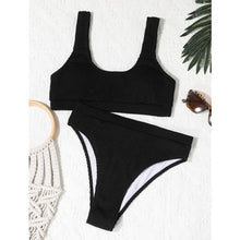 Load image into Gallery viewer, Luxury Women Black Halter Bikinis Women's Halter Bandage Bikini Bottom Push Up Swimsuits Swimsuit Women High Waist String Floral Printed 2 Piece Bathing Suits Solid Color Bikinis Sets Bathing Suit Female Beachwear
