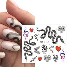 Load image into Gallery viewer, Autumn Simple Green Pink Pattern Water Nail Decal Sticker Flower Leaf Tree Winter Slider For Nail Art Manicuring Decoration Decals for Nail Art Decoration Including Hearts Stars Letters Bowknot Leaves Flowers Plants Fruits Butterflies
